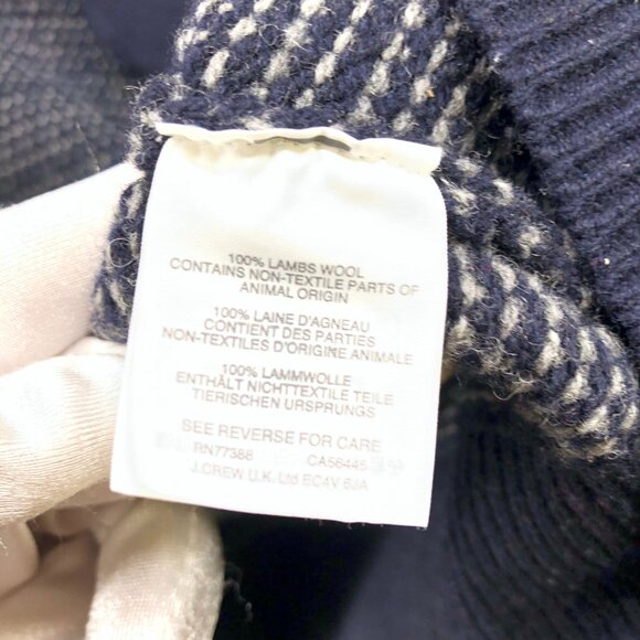 J. Crew Shawl Collar Wool Sweater Mens M Navy Blue Pullover Birdseye Lambswool - Picture 8 of 10